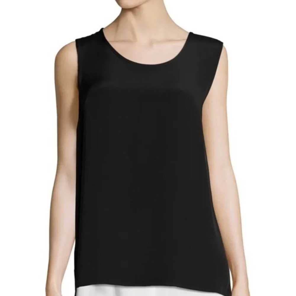 CAROLINE ROSE PLUS SIZE BLACK SHELL TANK TOP SZ 1X